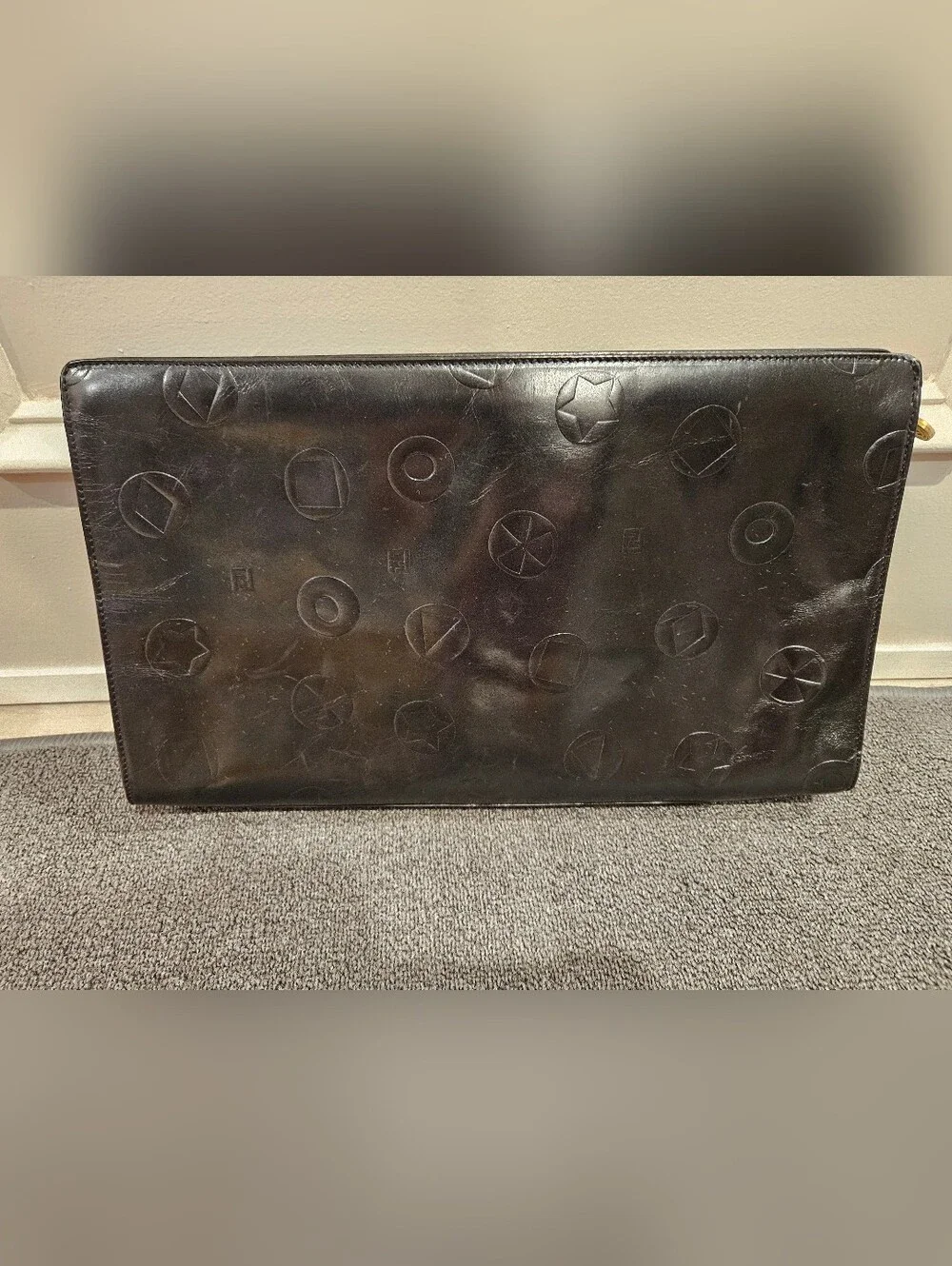 Authentic Fendi Leather Clutch Portfolio Small Laptop Case Vintage Rare